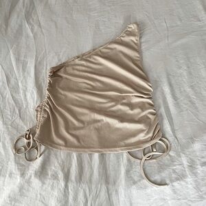 Cream one shoulder crop top